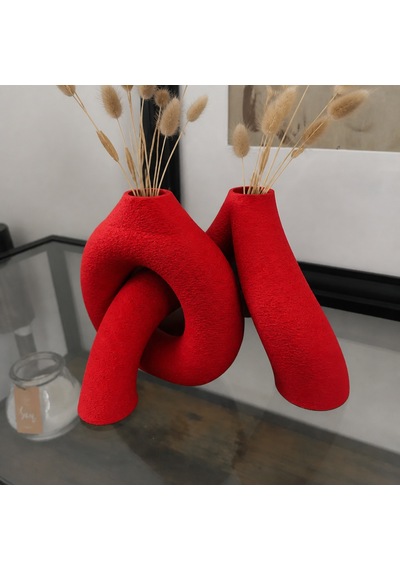 3d Baskı Interlocking Vazo - İç İçe Geçen Dekoratif Vazo-kırmızı Çok Renkli