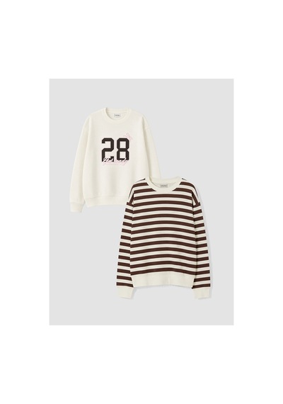 Lc Waikiki Alıta Cıty Farkıyla Lcw Kids Ekru Baskılı Kız Çocuk Sweatshirt 2'li Ekru - 927503618 Ekru