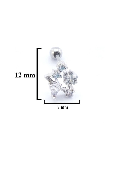Ferizz 316l Çelik Zirkon Taşlı Takım Yıldızı Piercing Prc-172 Gümüş