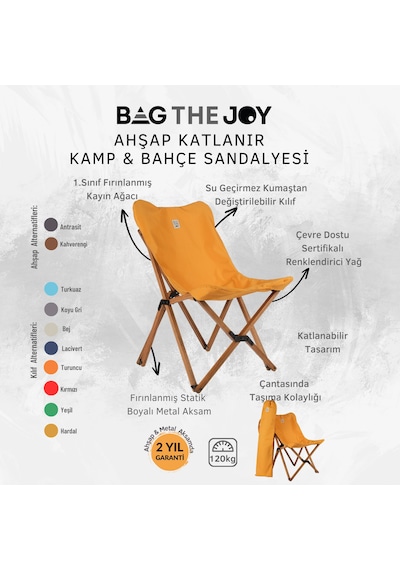 Bag The Joy Ahşap Kahverengi İskelet - Hardal Kılıf Sandalye Hardal