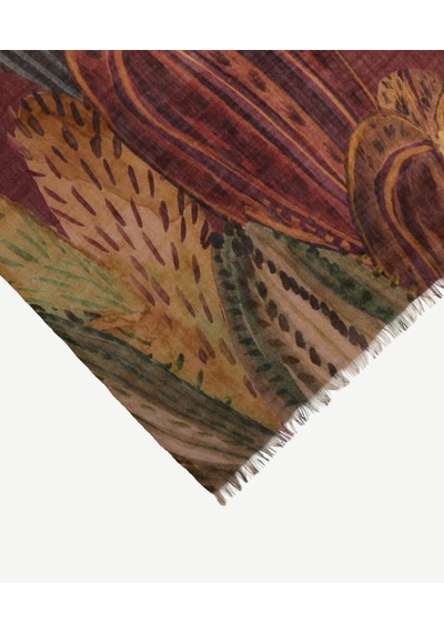 Yargıcı Büyük Çiçek Desenli Yün Şal 26kksl1012x 016 Bordo