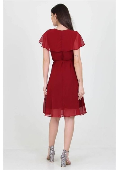 Dip Moda Kadın Şifon Mezuniyet Elbisesi Dpry8081 Bordo