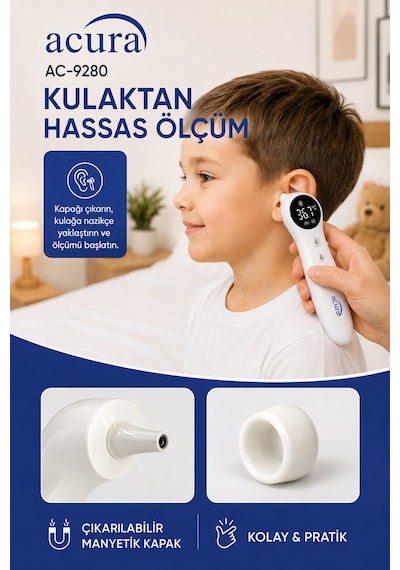Acura Ac-9280 Dual Kulaktan & Alından Profesyonel Ateş Ölçer