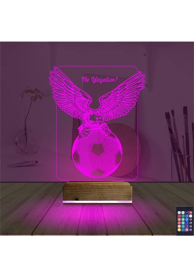 Luvivia Kartal Futbol Topu Kişiye Özel 3d Lamba - Masa Gece Lambası Şeffaf
