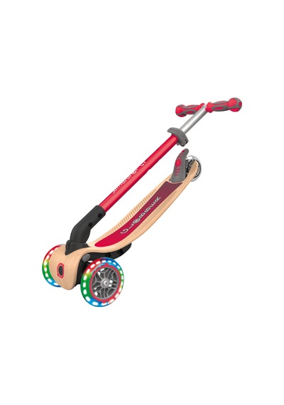 Globber Primo Wood Katlanabilir Işıklı Scooter - Kırmızı