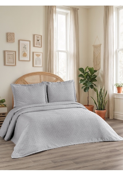Reyna 3 Parça Çift Kişilik Pike Takımı Gri 240 X 260 Cm Gri