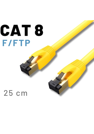 Irenıs 25 Cm Cat8 Kablo F/ftp Lszh Network Lan Ağ Kablosu, Sarı