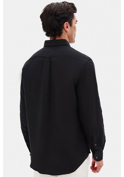 D'S Damat Ds Damat Comfort Siyah Düz %100 Keten Gömlek 4hc02ap01265m Siyah