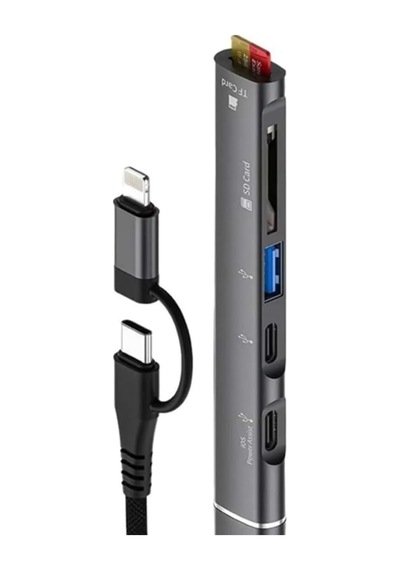 Bilişim Burada Zr563 Lightning Type-c 5 İn 1 Usb Hub Card Reader Bbzr563
