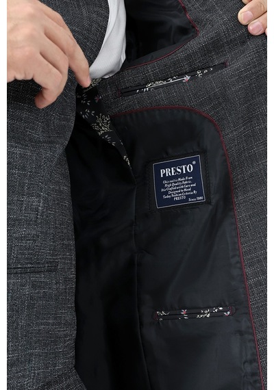 Presto Erkek Yelekli Slimfit Takım Elbise 6 Drop Siyah 788-001 Siyah