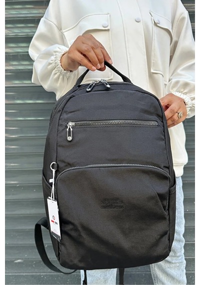 Just Polo Kadın İthal Klinkır Kumaş Şık Ve Lüks Sırt Çantası Shopper Siyah