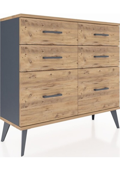 Arges Şifonyer 6 Çekmeceli 88x30x80 Antrasit-çam Çam Arges Şifonyer 6 Çekmeceli 88x30x80 Antrasit-çam Çam