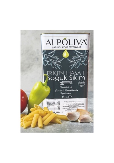 Erken Hasat Soğuk Sıkım Naturel Sızma Zeytinyağı 5 Litre Kısapınar Bahçemizden Alpoliva