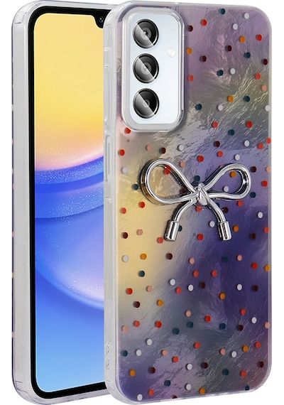 Galaxy A15 Uyumlu Kılıf Kamera Korumalı Figürlü Zore Ponti Silikon Kapak - Lila Lila