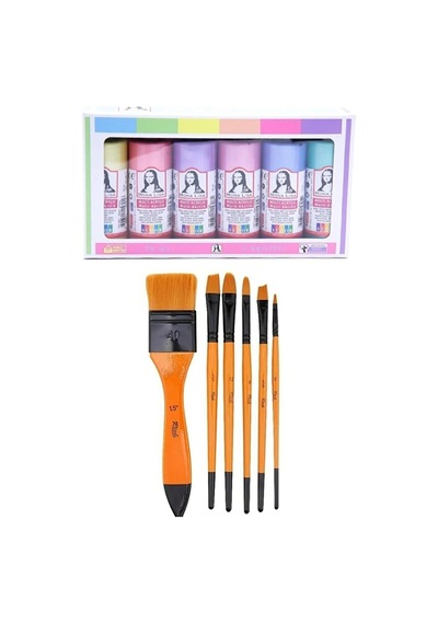 Akrilik Boya İnci Set 6x70ml + Fırça Set 8