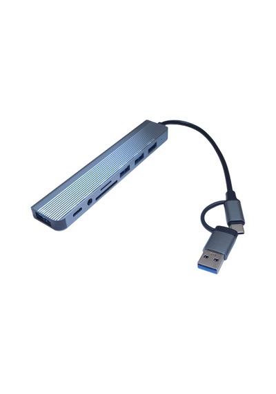 Type C Usb Hub, 8'i 1 Arada Usb 3.0 ,2.0, Type C Veri, 3.5 Ses, Sd/tf Kart Okuyucu