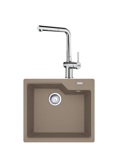 Franke Ubg 610-56 Granit Oystre Evye, Actıve Plus Doccıa 2.0 Spiralli, Krom Armatür Kahverengi
