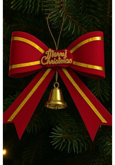 Beysüs Yılbaşı Çam Ağacı Süsü Fiyonk Kırmızı Merry Christmas Diğer