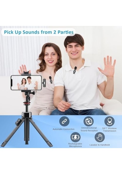 Infomax 2 Li Kablosuz Yaka Mikrofonu Android Uyumlu Type-c Bağlantı Tak Çalıştır Gürültü Azaltma Video Çekim & Canlı Yayın İçin