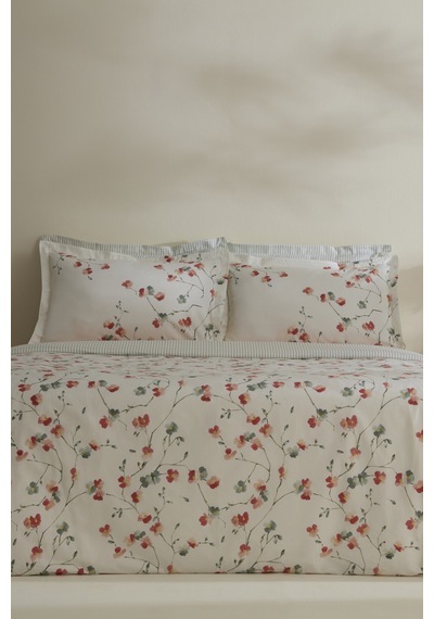 Karaca Home Lilian %100 Pamuk 120 Tel Çift Kişilik Saten Nevresim Takımı Beyaz
