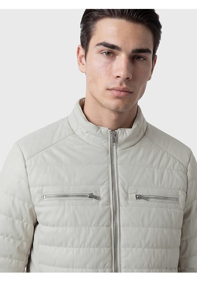 Lcwaıkıkı Classic Bej Regular Fit Dik Yaka Erkek Deri Görünümlü Mont