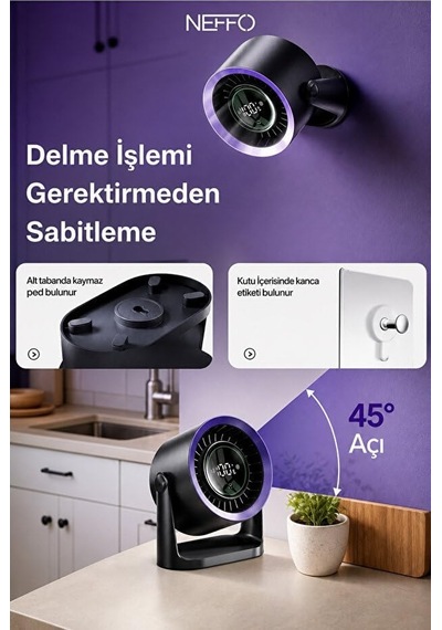 Neffo Usb Şarjlı Mini Fan, Taşınabilir, Ayarlanabilir Hızlı, Sessiz Güçlü Soğutucu Vantilatör