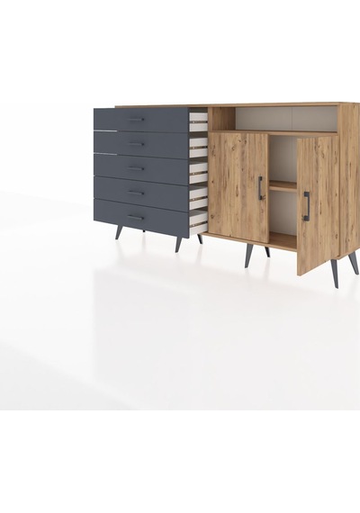 Arges Konsol 2 Raflı 5 Çekmeceli 2 Kapaklı 176x30x99 Çam-çam/antr Çam-çam/antrasit Arges Konsol 2 Raflı 5 Çekmeceli 2 Kapaklı 176x30x99 Çam-çam/antr Çam-çam/antrasit