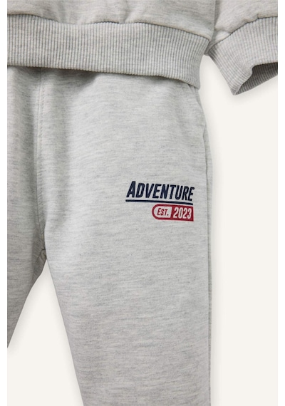 Defacto Slogan Baskılı Sweatshirt Kumaşı 2'li Takım Erkek Bebek G6294A526SP