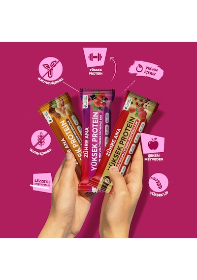 Yüksek Proteinli Meyve Bar Deneme Paketi 40 Gr X 12 Adet 3 Çeşit