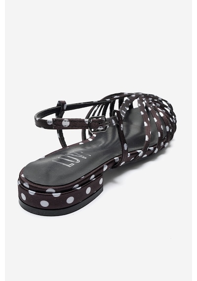 Luvi Shoes Lıss Siyah Beyaz Puantiyeli Kadın Sandalet
