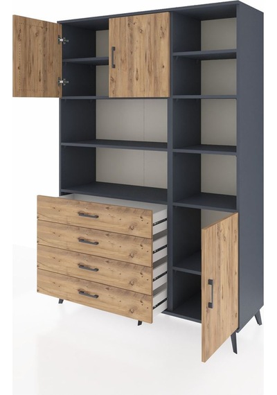 Hyperion Dolap 9 Raflı 4 Çekmeceli 3 Kapaklı 132x44x195 Antrasit-çam/çam Atlas Çam/atlas Çam Hyperion Dolap 9 Raflı 4 Çekmeceli 3 Kapaklı 132x44x195 Antrasit-çam/çam Atlas Çam/atlas Çam