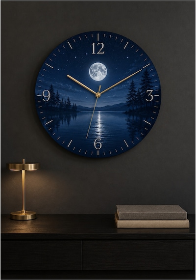 AA Shop Doğa Ve Manzara Desenli Dekoratif Baskılı Ahşap Duvar Saati 45 Cm Sessiz Akar Mekanizma 871 Çoklu Renkli