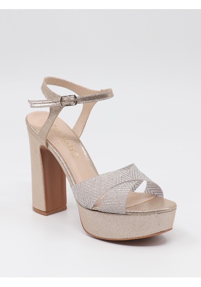 Nesilshoes Nesil Shoes Carel 2057 Altın Simli Platform Kadın Sandalet Altın Sim