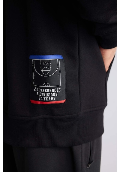 Defacto NBA Wordmark Oversıze Kapüşonlu Fermuarlı Sweatshırt G0264AX26SP