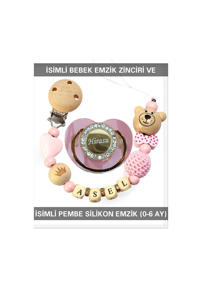 Sahi Aksesuar İsimli Bebek Emzik Zinciri ve Bebek Silikon Emzik BEZYI246 Beyaz