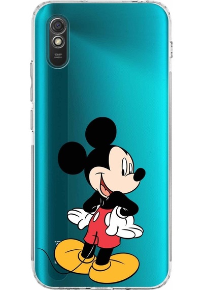 Xiaomi Redmi 9a Kamera Korumalı Kapak Mickey Mouse Tasarımlı Şeffaf Kılıf Şeffaf