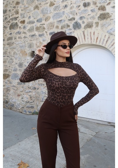 Kechi Woman Leopar Desenli Pencereli Bluz Leopar