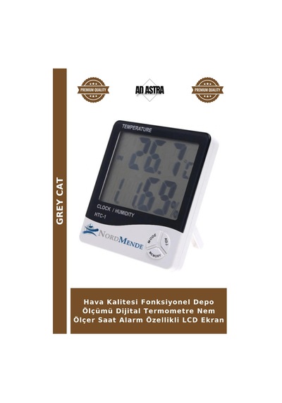 Hava Kalitesi Fonksiyonel Depo Ölçümü Dijital Termometre Nem Ölçer Saat Alarm Özellikli Lcd Ekran