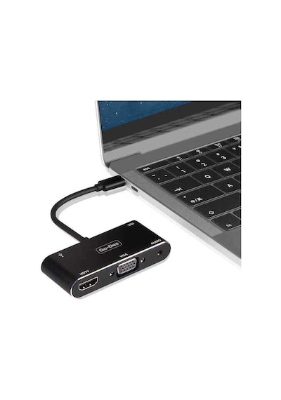 Go Des GD-8761 Type-C to HDMI 4K & VGA & Aux Dönüştürücü Adaptör USB 3.0 - Siyah ZORE-260173