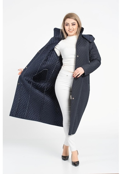 Vetre Kadın Kapitone Mont (120 Cm) Lacivert Büyük Beden 1020 Çok Renkli