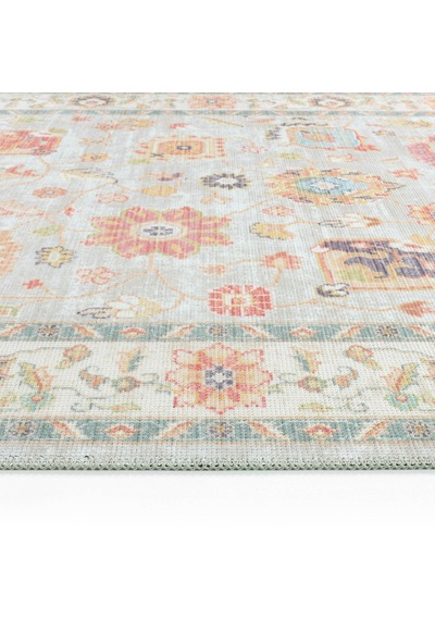 Cool Halı Happy Açık Gri Krem Vintage Halı Kaymaz Taban Bohem Pastel Eskitme Dekoratif Salon Halısı