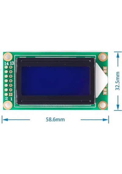 Alkatronik-0802A 8X2 Karakter Lcd Modül Mavi Backlight Display Ekran 2 Satır