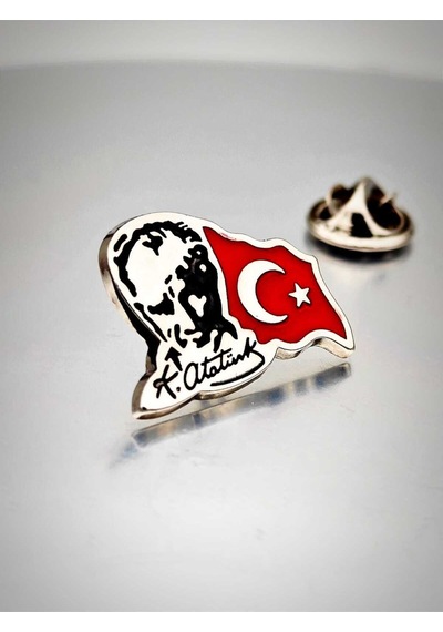 Yörük Tasarım Atatürk&bayrak Yaka Rozeti Krom Kaplama Gümüş