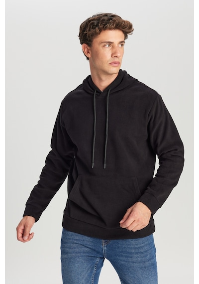 AC&Co / Altınyıldız Classics Erkek Sıyah Standart Fit Normal Kesim Bisiklet Yaka Polar Siyah
