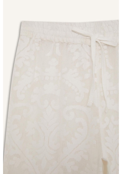 Defacto Dantelli Esnek Belli Beyaz Plaj Pantolonu-fall İn Love D9767ax25smwt16 Beyaz