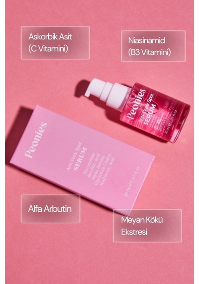 Peonies Dark Spot Serum Leke Karşıtı Aydınlatıcı Serum C Vit Arbutin Niasinamid Tüm Ciltler