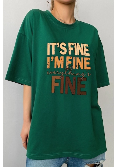 Unisex Fine Baskılı T-shirt Yeşil