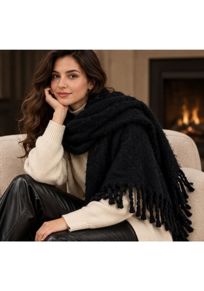 Noır Élıte Black Edition Premium Yumuşak Dokulu Oversize Kadın Kışlık Şal Kalın Burgulu Püsküllü, Omuz Şalı & Atkı, Koyu Lacivert 50x175 Cm Çok Renkli Noır Élıte Black Edition Premium Yumuşak Dokulu Oversize Kadın Kışlık Şal Kalın Burgulu Püsküllü, Omuz Şalı & Atkı, Koyu Lacivert 50x175 Cm Çok Renkli