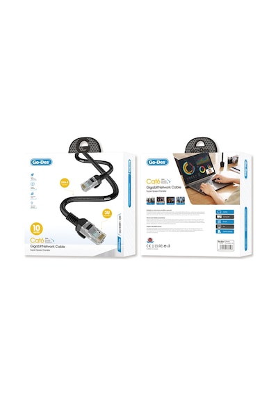 10 Metre Rj45 Ethernet Kablo Go Des Gd-hm891 1000mbps Aktarım Hızı Siyah