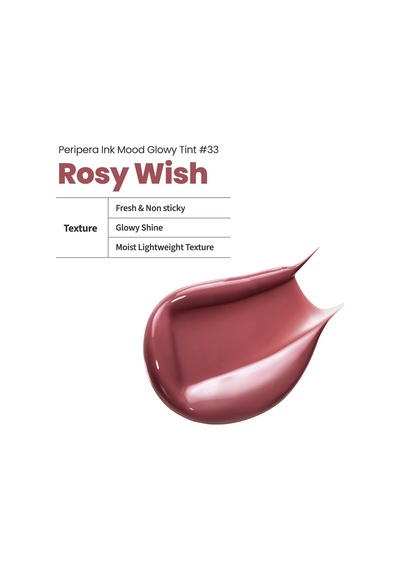 Kalıcı, Pigmentli, Parlak Bitişli Tint Ink Mood Glowy Tint 33 Rosy Wish Çok Renkli